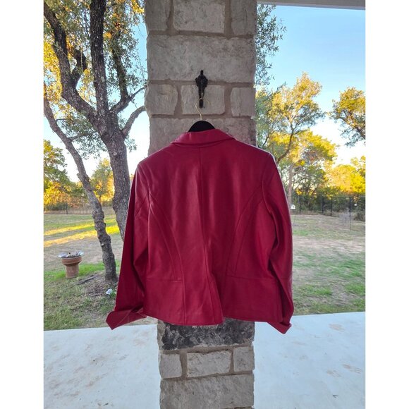 i.e. Pink Buttery Leather Jacket With Zipper Pockets & Notched Lapel Large to XL - Picture 9 of 12